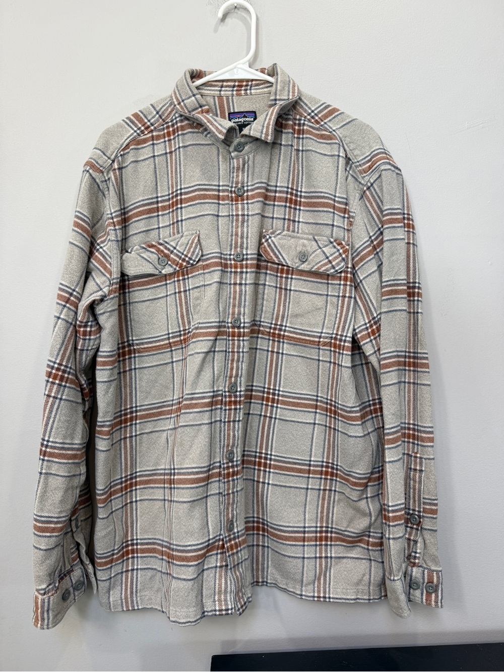 Patagonia Beige and Brown Plaid Button-Up Shirt